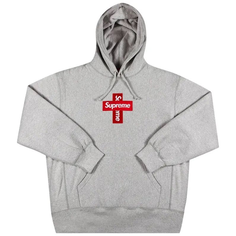 Supreme Cross Box Logo Hoodie Heather Grey Large New Without Tags